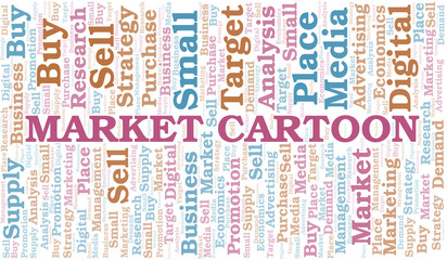 Obraz premium Market Cartoon word cloud. Vector made with text only.