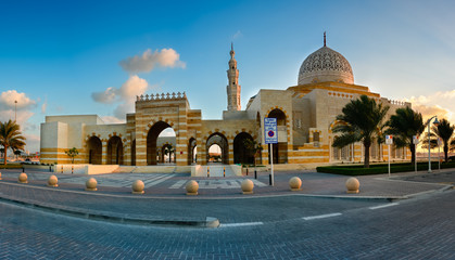 A view of Sheikh Isa Bin Salman Al Khalifa Grand Mosque, Diyar Al Muharraq, Manama, Bahrain.