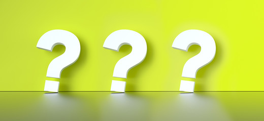 colored question mark background concept. 3D Rendering.