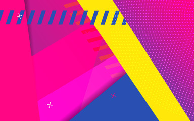 Abstract geometric background hipster style design concept. Minimal modern and trendy shape with strip blue, pink, yellow composition for use element poster, banner, business, corporate, web
