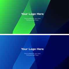 Fototapeta premium Technology, science and business background banners set in green, blue and purple colors. Vector illustration, design element.