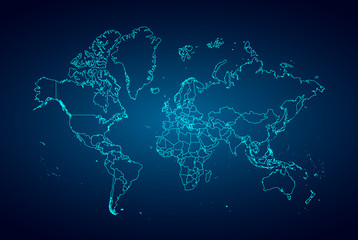 world map digital tech background