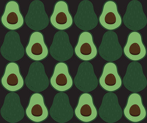 Avocado seamless pattern on black background - 279801467