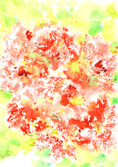 abstract background with flowers green red pink