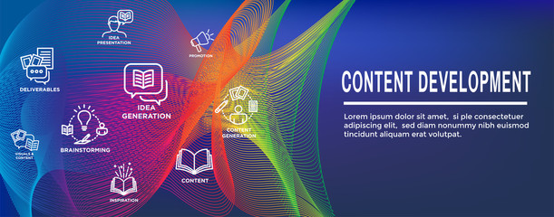 Storytelling Content Development Icon Set - Web Header Banner