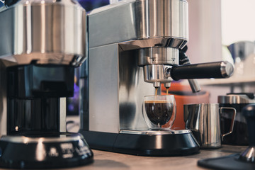 coffee machine making espresso in a home.