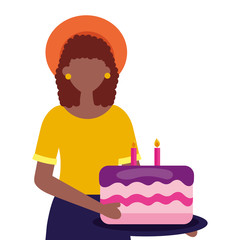woman holding cake birthday celebration