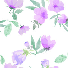 Watercolor seamless pattern with  flowers.Fashion texture. Hand drawn.