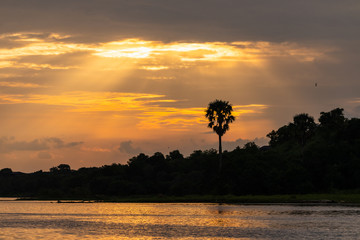 Sunset in Murchison Falls National Park in Uganda