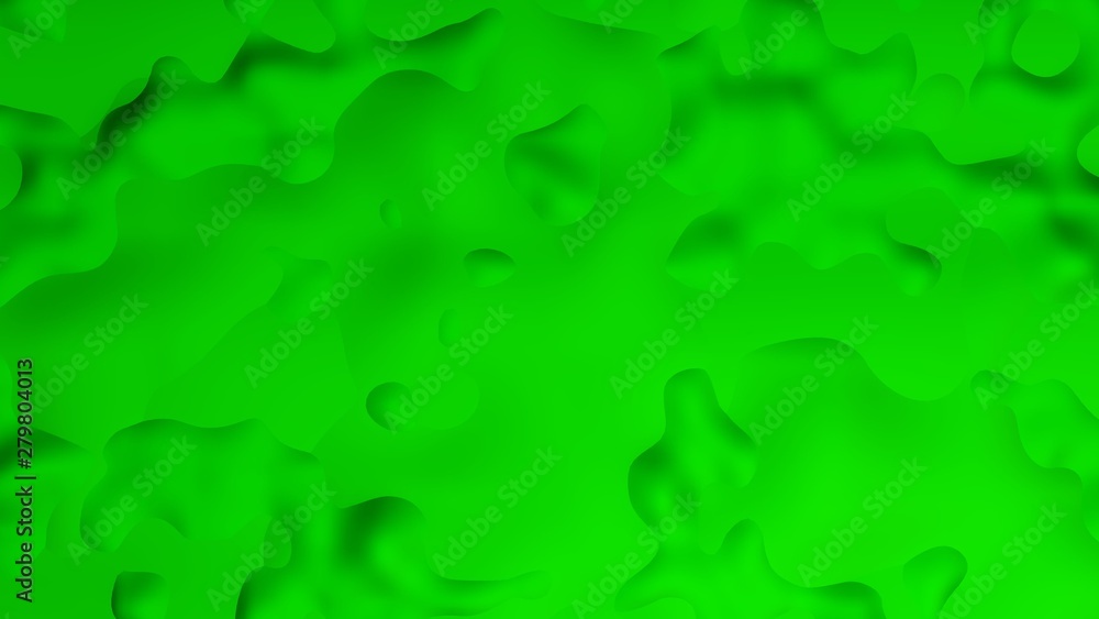Poster 3d green background of bulges on a flat surface. smooth relief forms soft shadows and curves. 3d ren