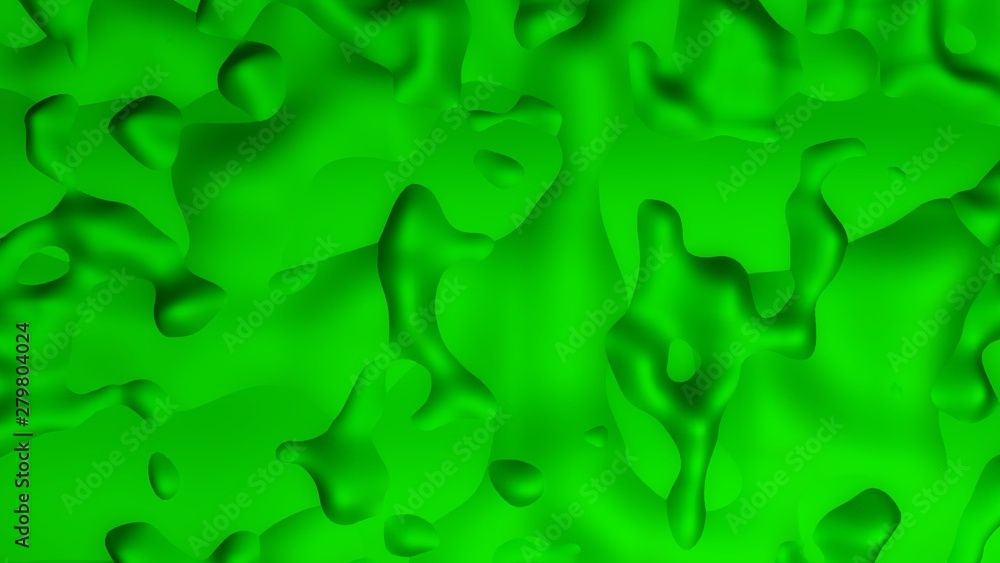 Poster 3d green background of bulges on a flat surface. smooth relief forms soft shadows and curves. 3d ren