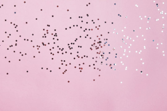 Star Shaped Confetti On Pastel Pink Background