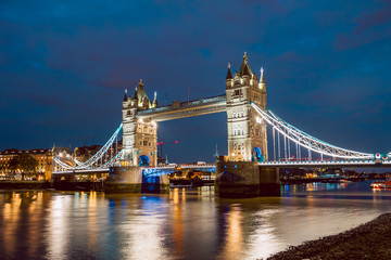 Fototapeta na wymiar Illuminated Tower Bridge right after the sunset