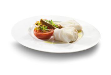 Bacalao con tomates asados