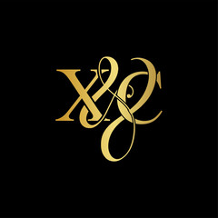 X & C X C logo initial vector mark. Initial letter X & C X C luxury art vector mark logo, rose gold, silver, gold color on black background.