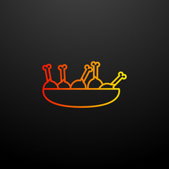 Fried chicken legs in plate nolan icon. Elements of fast food set. Simple icon for websites, web design, mobile app, info graphics
