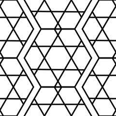 Black and white geometric hexagon seamless pattern. You can enjoy this pattern on packaging, wallpaper, backgrounds, and more.