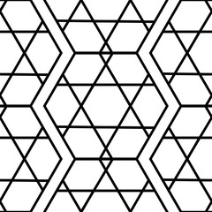 Fototapeta premium Black and white geometric hexagon seamless pattern. You can enjoy this pattern on packaging, wallpaper, backgrounds, and more.