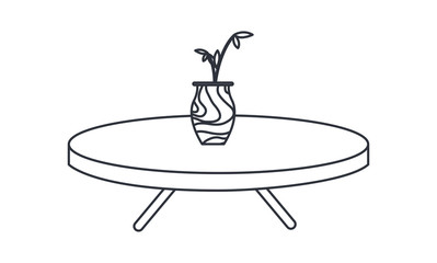 table with flowers in vase on white background