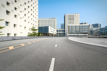 empty highway with cityscape and skyline of shenzhen,China.