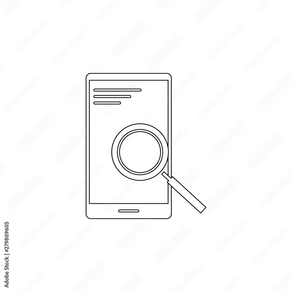 Poster mobile search icon. element of business, digital marketing for mobile concept and web apps icon. out