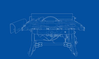 Outline table saw for woodwork vector