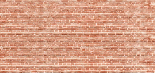 Papier Peint photo Lavable Mur de briques Arrière-plan panoramique de large texture de mur de briques blanches. Toile de fond de conception de maison ou de bureau