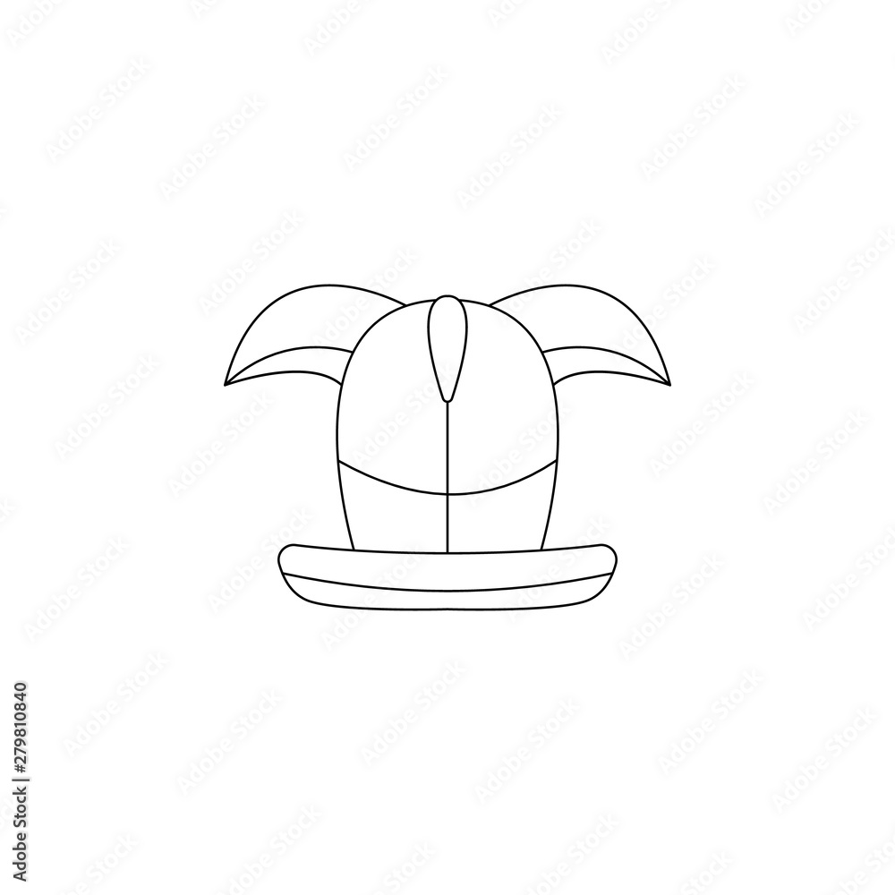 Poster fan cap with horns icon. element of russian fan atributs for mobile concept and web apps icon. outli