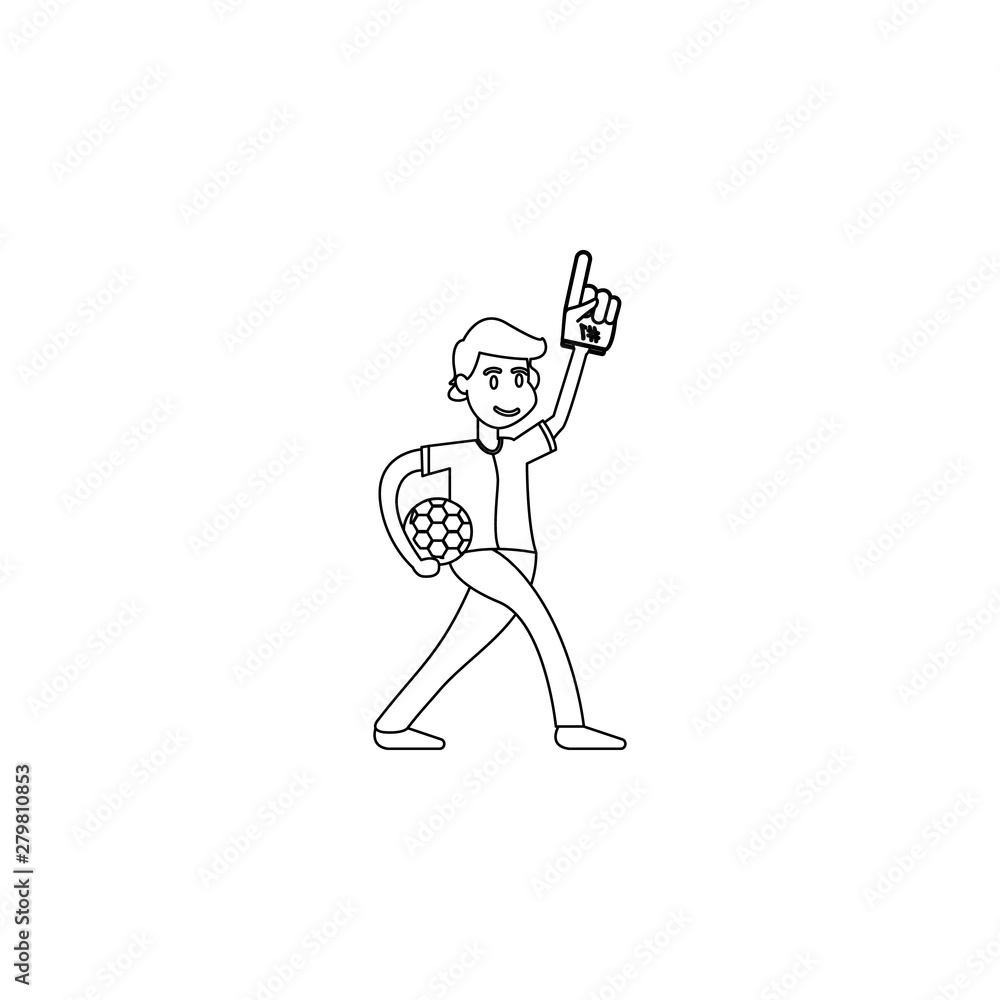 Poster fan football fan icon. element of russian fan atributs for mobile concept and web apps icon. outline