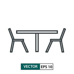 Table and chair flat icon vector. Line style. Isolated on white. Vector Illustration EPS 10