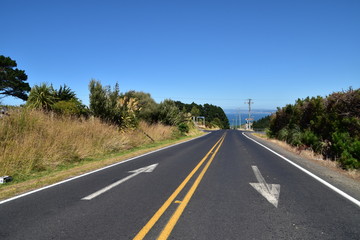 Fototapeta na wymiar The highway in Dunedin, New Zealand