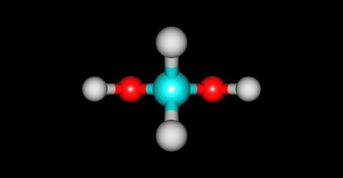 Methylene glycol molecular structure isolated on black