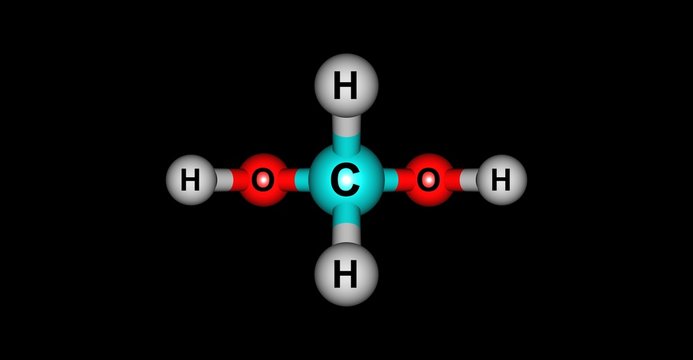 Methylene glycol molecular structure isolated on black