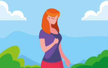 smiling woman character portrait design