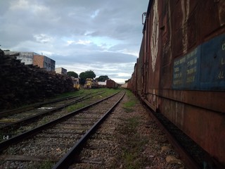 railway in sunset