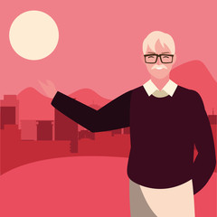 grandfather character portrait outdoors design