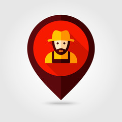 Farmers flat vector pin map icon
