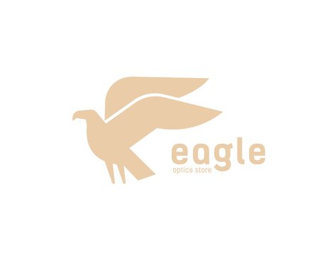 Geometric logotype with silhouette of flying eagle