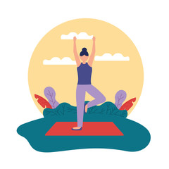 Fototapeta premium yoga outdoor flat design image