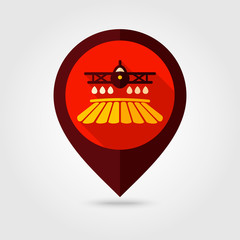 Crop duster airplane spraying a farm field icon