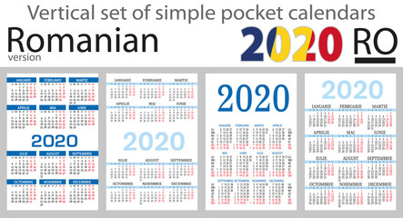 Romanian vertical set of pocket calendars for 2020