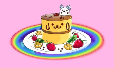 cake with berries and cup of tea