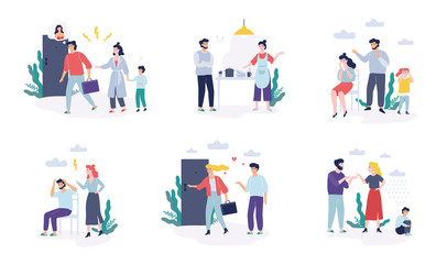 Problems in family set. Father and mother quarrel