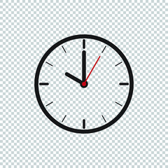 Ten o’Clock flat icon design template isolated illustration on transparent background, Black, White and red clock icon vector illustration.