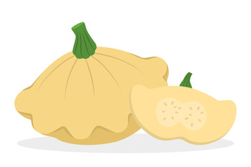 Yellow patisson, fresh healthy food. Farm harvest