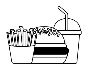 fast food burger soda and french fries