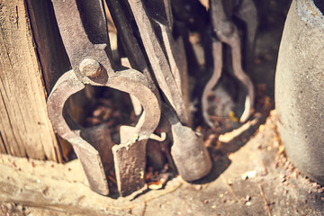 Old and oxide tools in a farm