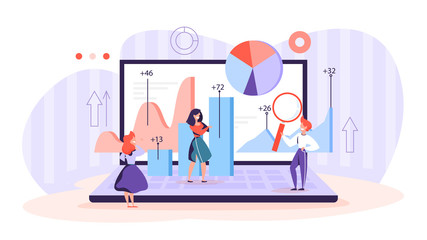Business data analysis and analytics concept illustration