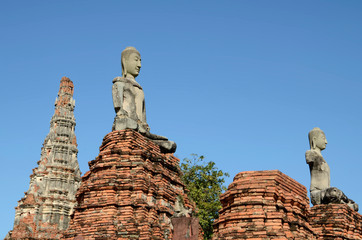 histrosiche Tempel und Buddha Statuen in Ayutthaya, Thailand
