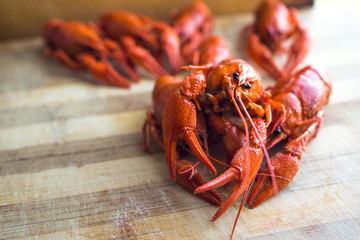 red fragrant boiled crayfish on a plate
